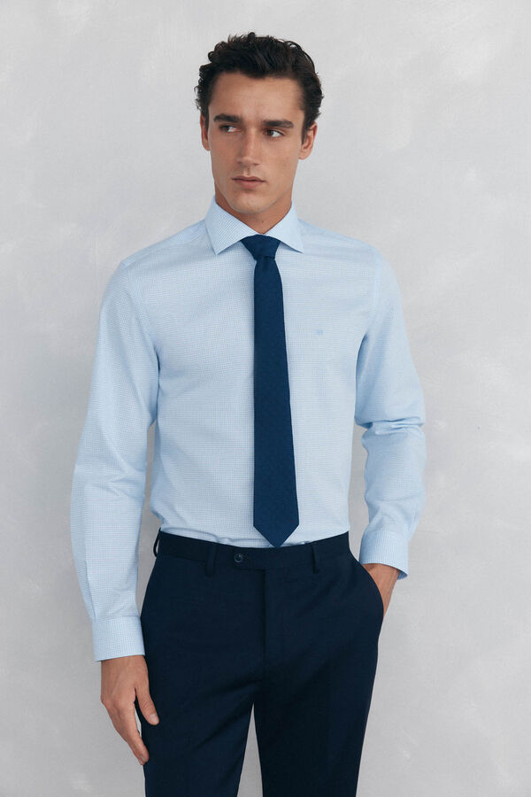 Pedro del Hierro Checked dress shirt, non-iron + anti-stain Blue