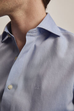 Pedro del Hierro Classic fit non-iron plain dress shirt Blue