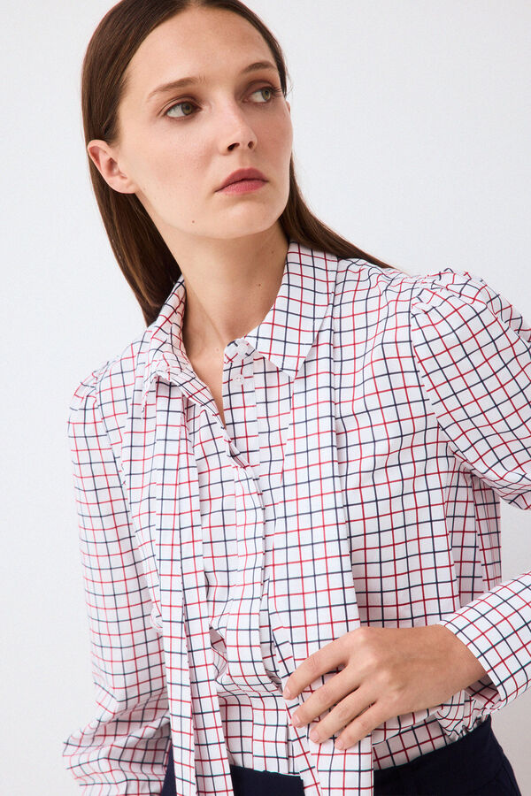 Pedro del Hierro Blusa cuadros lazada Rojo