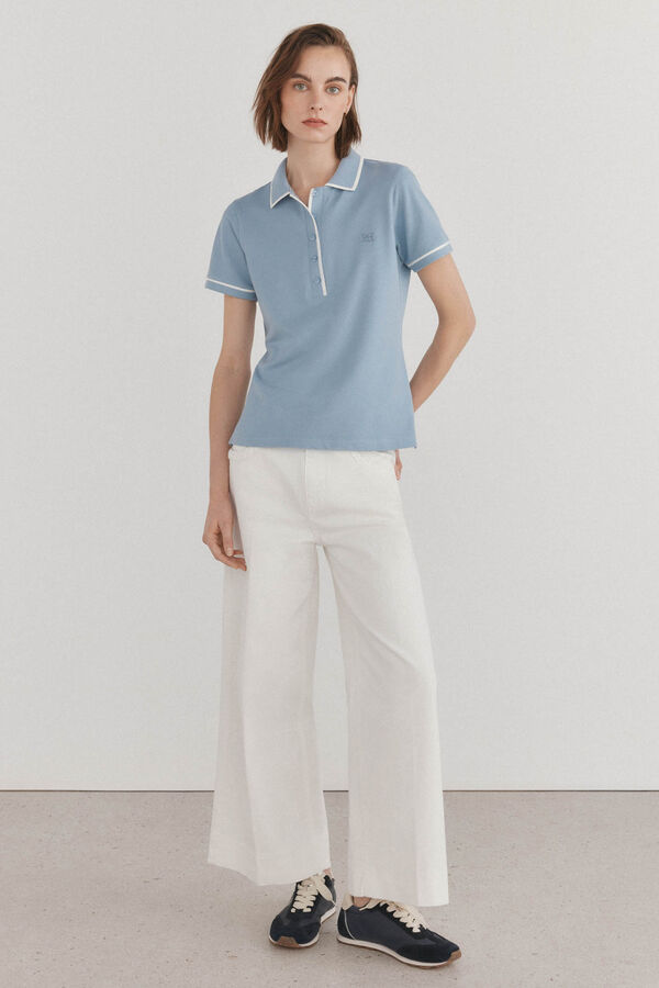 Pedro del Hierro Polo liso manga curta Azul