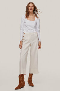 Pedro del Hierro Cropped culottes with buttons Beige