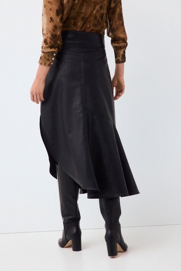 Pedro del Hierro Faux leather asymmetric skirt Black