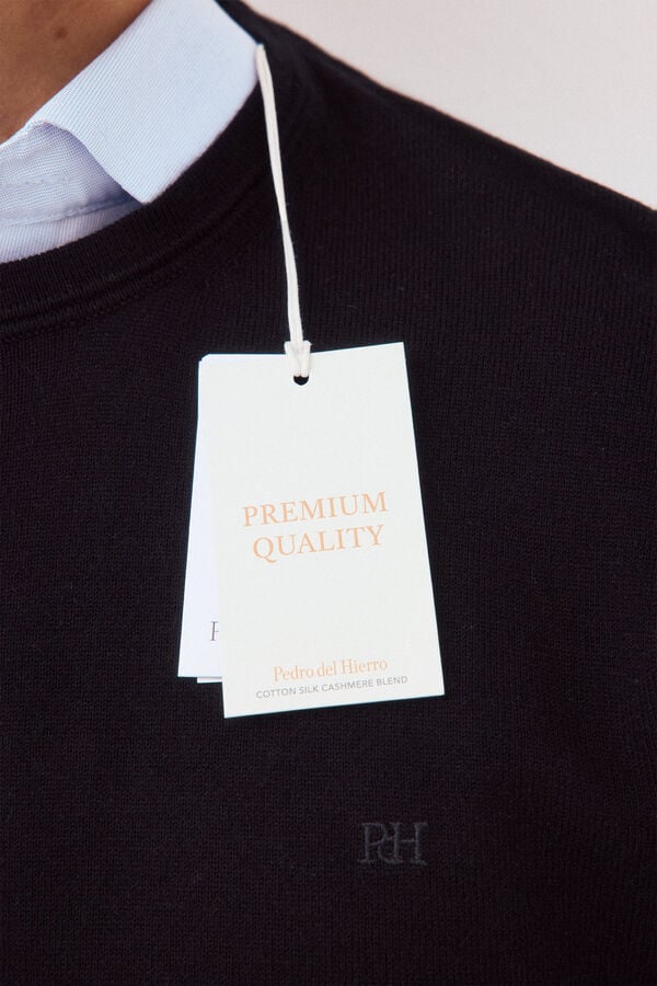 Pedro del Hierro Premium cotton silk cashmere knit jumper Black