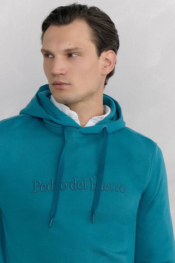 Pedro del Hierro Hooded logo sweatshirt Turquoise