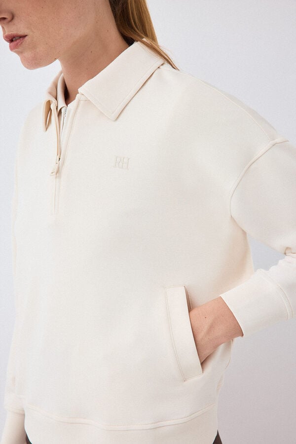 Pedro del Hierro Soft touch sweatshirt Ecru