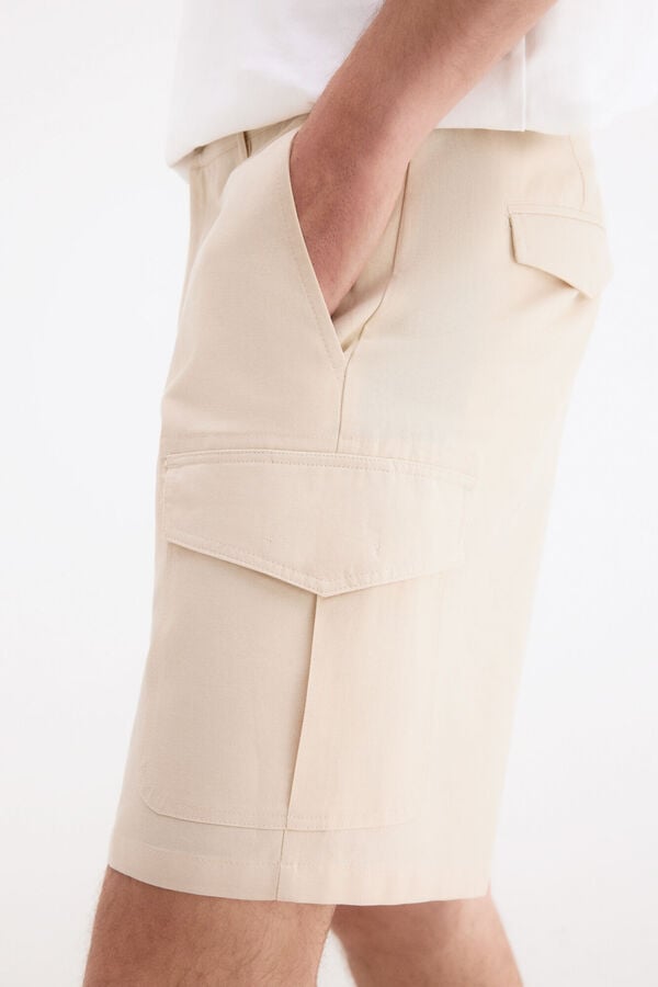Pedro del Hierro Regular cargo Bermuda shorts Ecru
