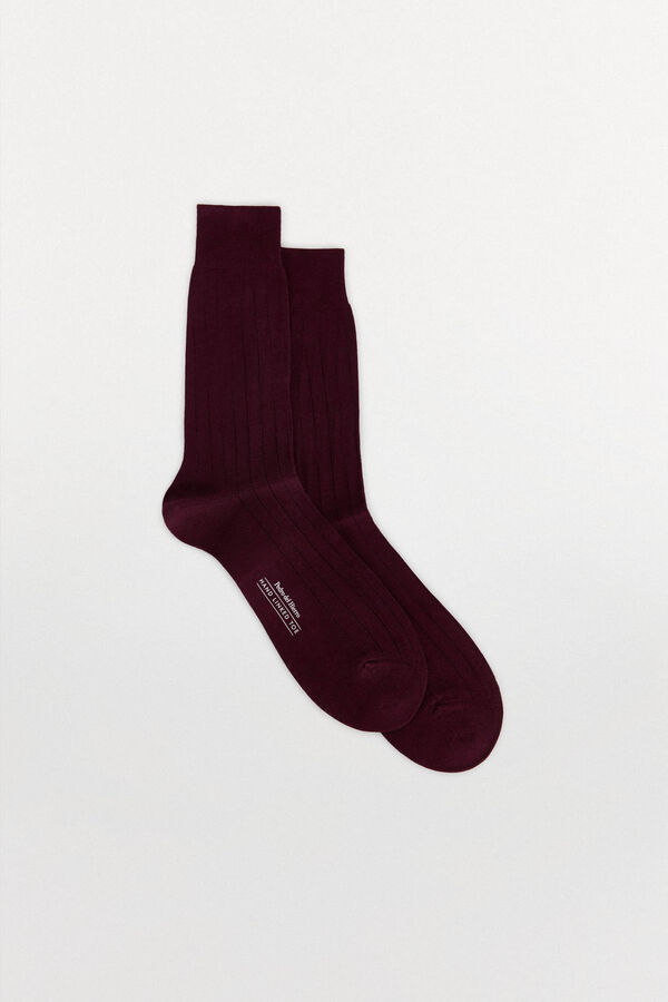 Pedro del Hierro Plain dress socks Burgundy