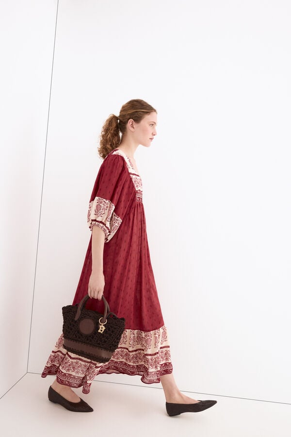 Pedro del Hierro Floral print tunic dress Burgundy