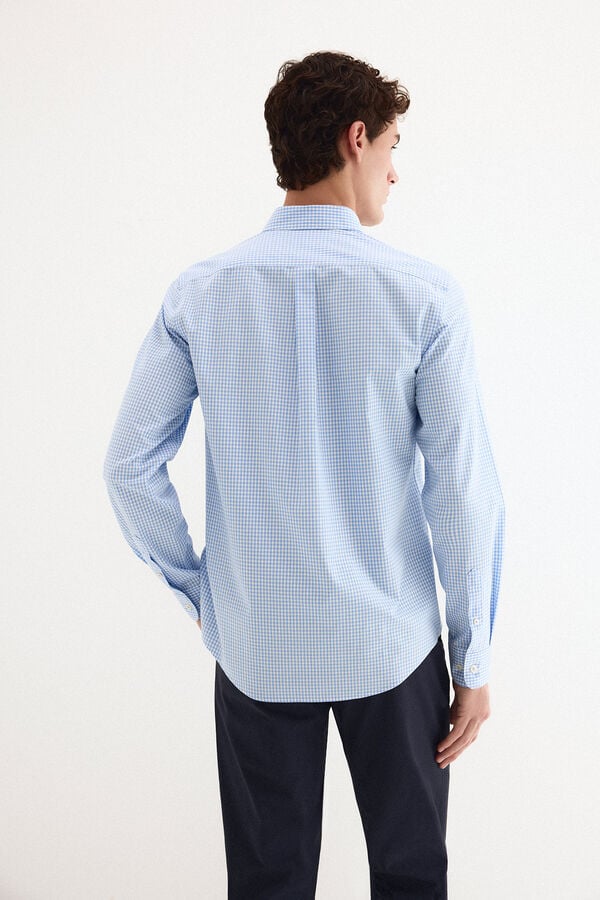 Pedro del Hierro Non-iron stain-resistant gingham print shirt Blue