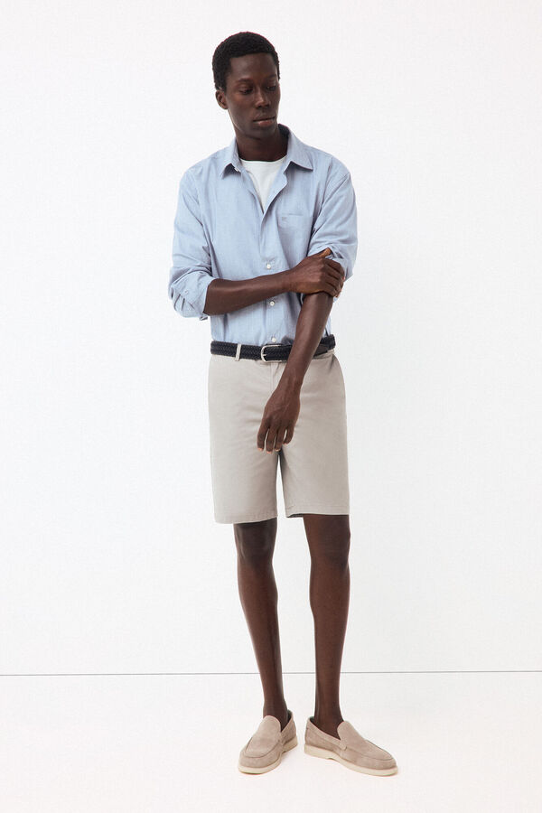 Pedro del Hierro Striped poplin relax fit shirt Blue