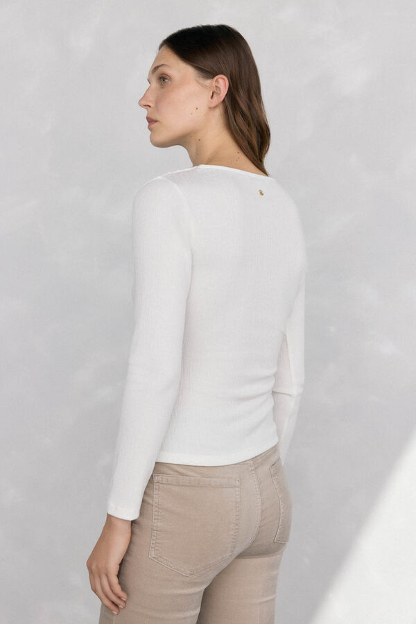 Pedro del Hierro Top drapeado textura Crudo