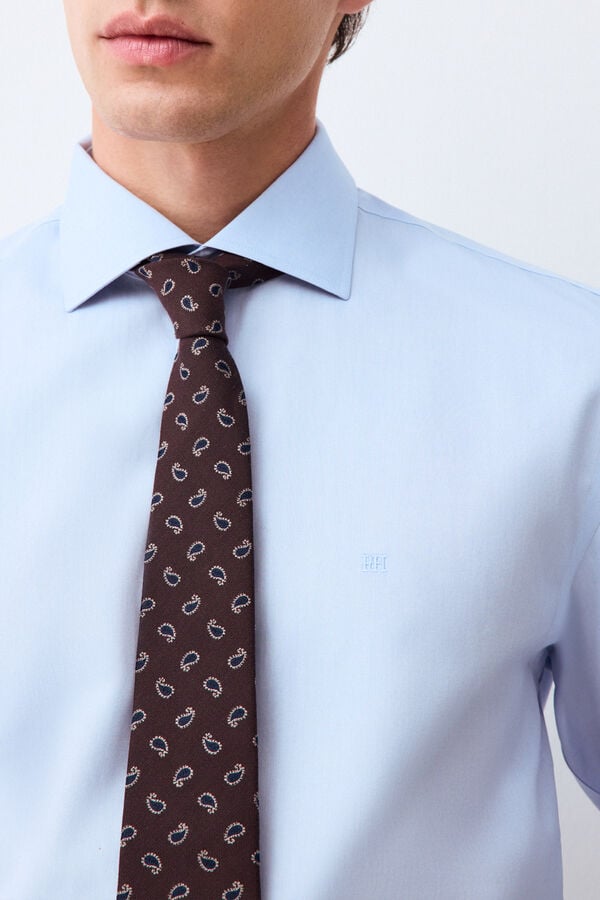 Pedro del Hierro Plain non-iron + anti-stain dress shirt Blue