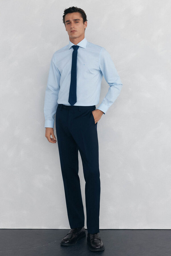 Pedro del Hierro Checked dress shirt, non-iron + anti-stain Blue