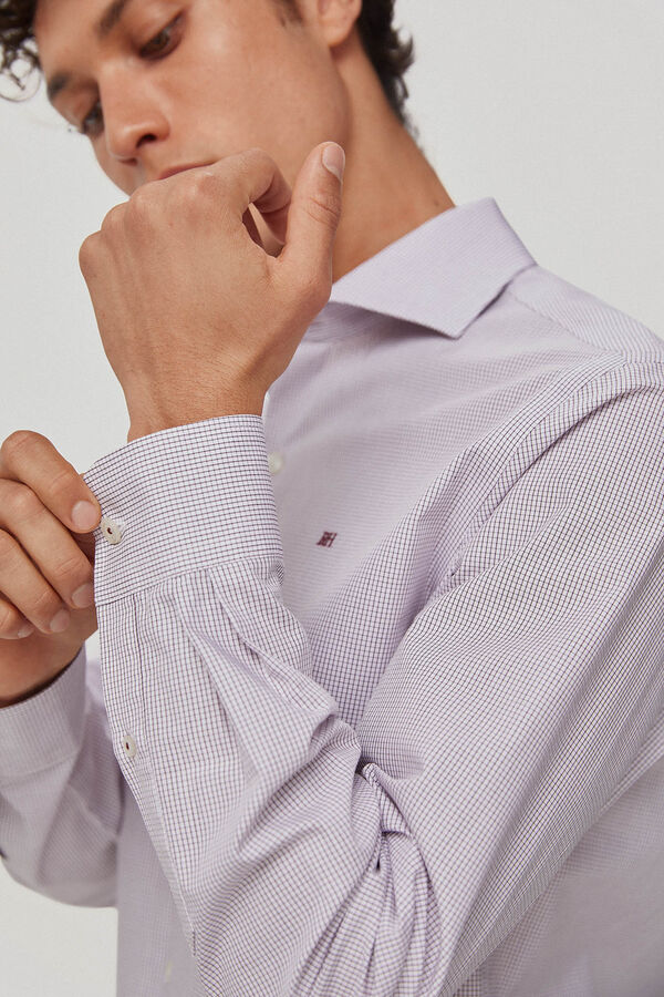 Pedro del Hierro Camisa vestir facil plancha y antimanchas cuadros regular fit Burgundy