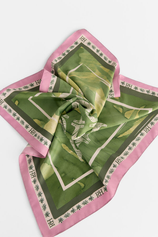 Pedro del Hierro Square printed foulard Green