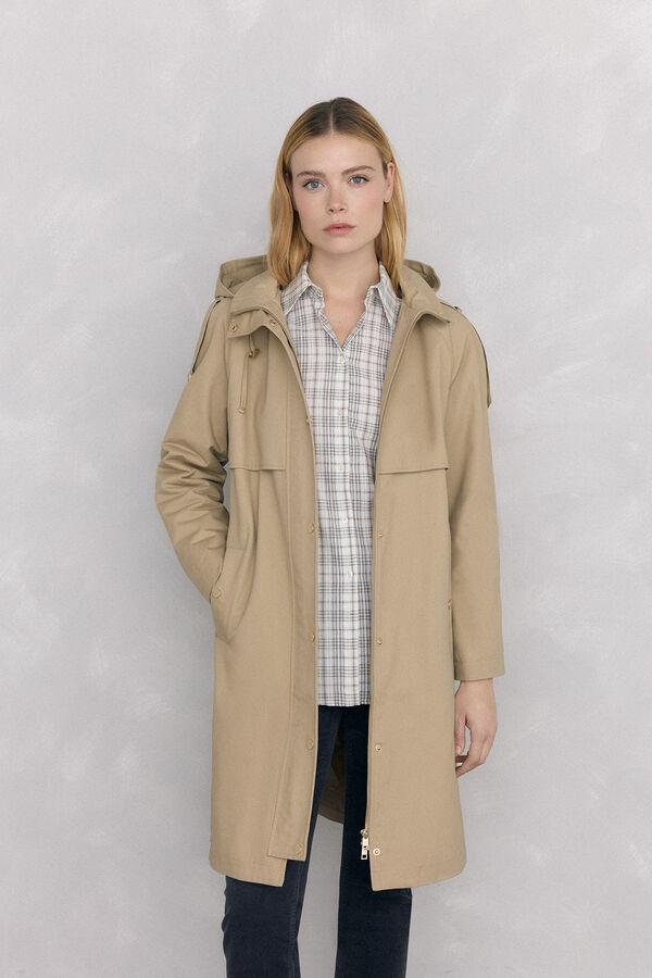Pedro del Hierro Quilted parka with hood Beige