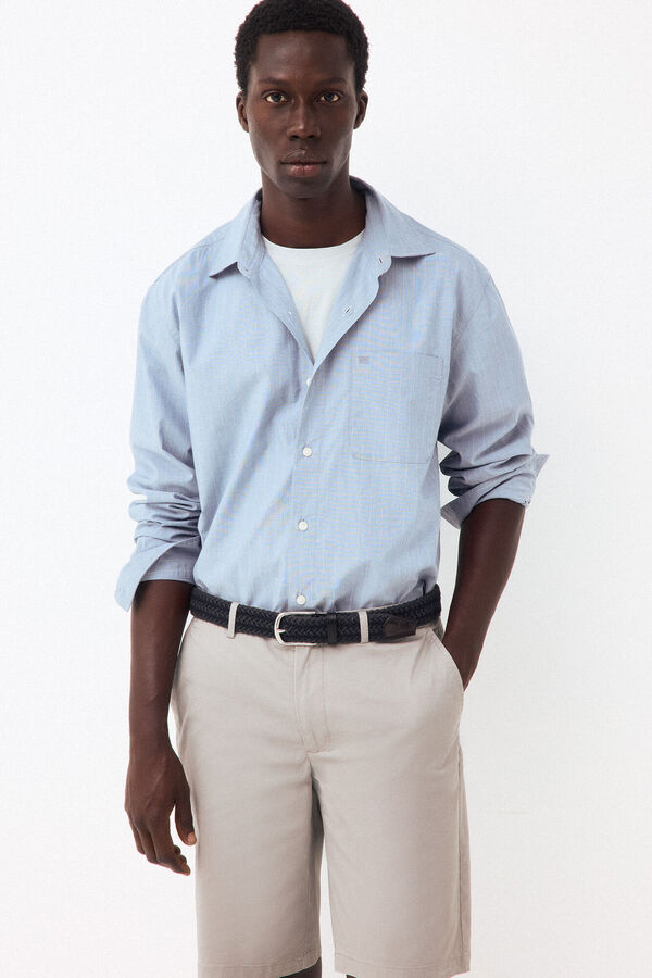 Pedro del Hierro Striped poplin relax fit shirt Blue