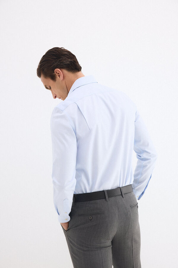 Pedro del Hierro Striped non-iron stain-resistant dress shirt Blue