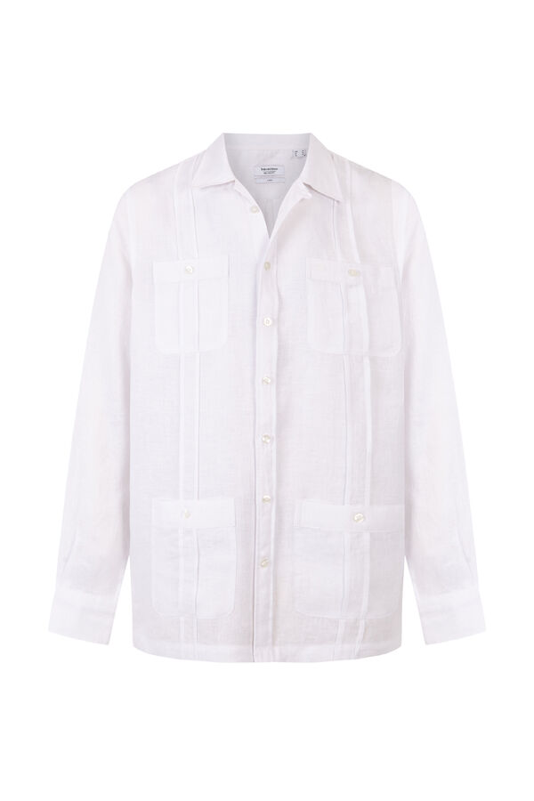 Pedro del Hierro Guayabera em linho Branco