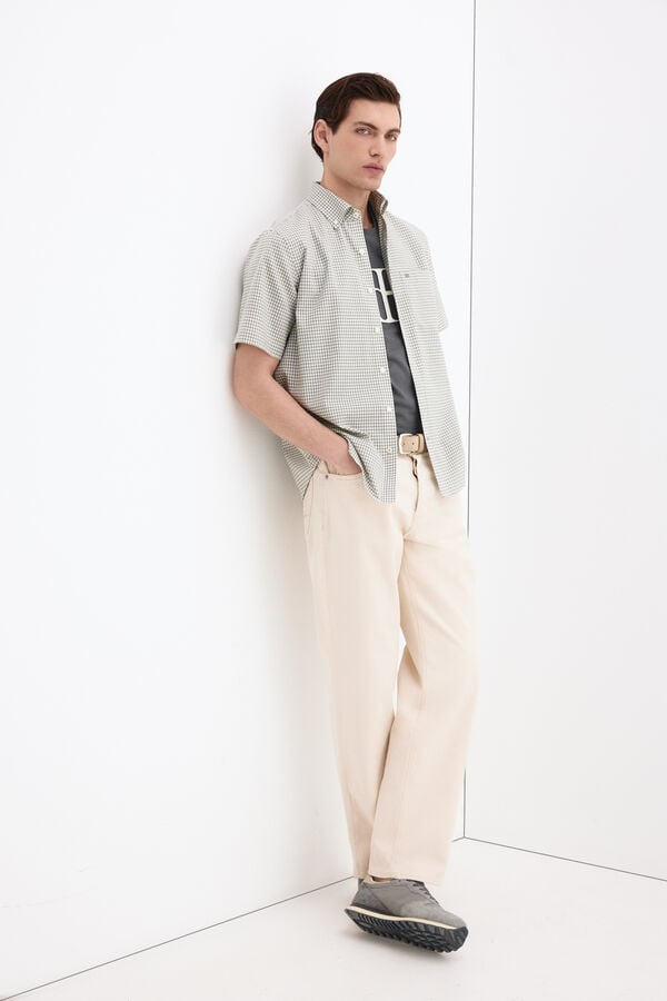 Pedro del Hierro Camisa n&atilde;o engomar manga curta aos quadrados Verde