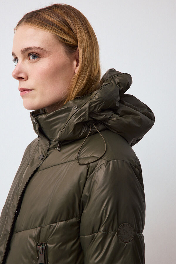 Pedro del Hierro Long parka with fur hood Green