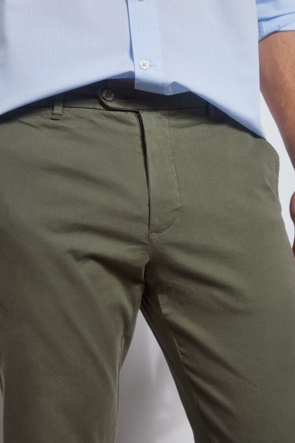 Pedro del Hierro Premium flex slim fit chino trousers Green