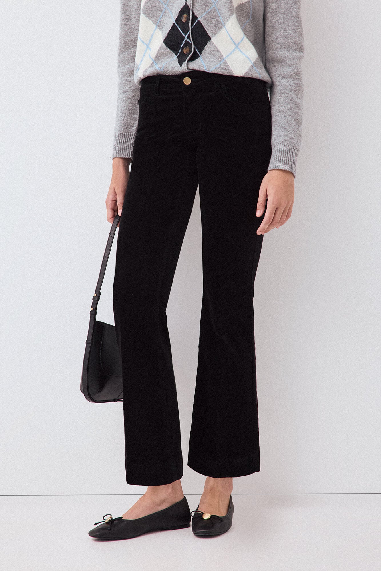 Pedro del Hierro Velvet flare cropped trousers