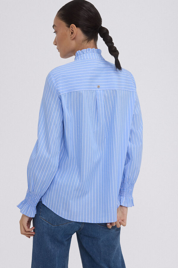 Pedro del Hierro Wide ruffle neck shirt Blue