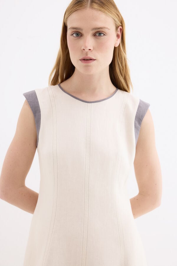 Pedro del Hierro Midi slit dress Ecru