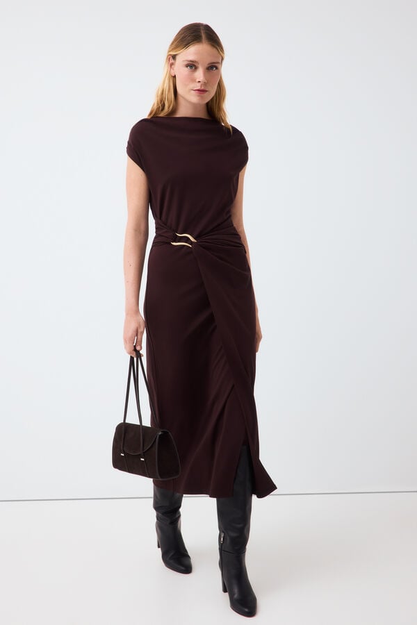 Pedro del Hierro Gold fitted dress Brown