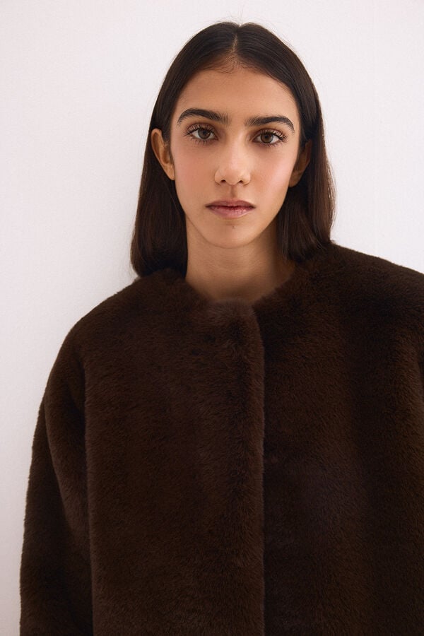 Pedro del Hierro Faux fur coat Brown