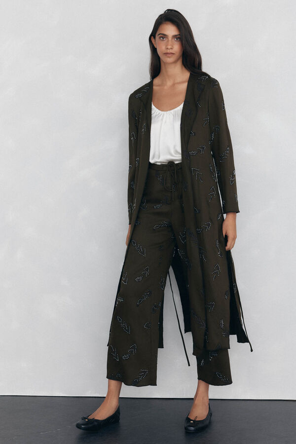 Pedro del Hierro Long embroidered vest Brown