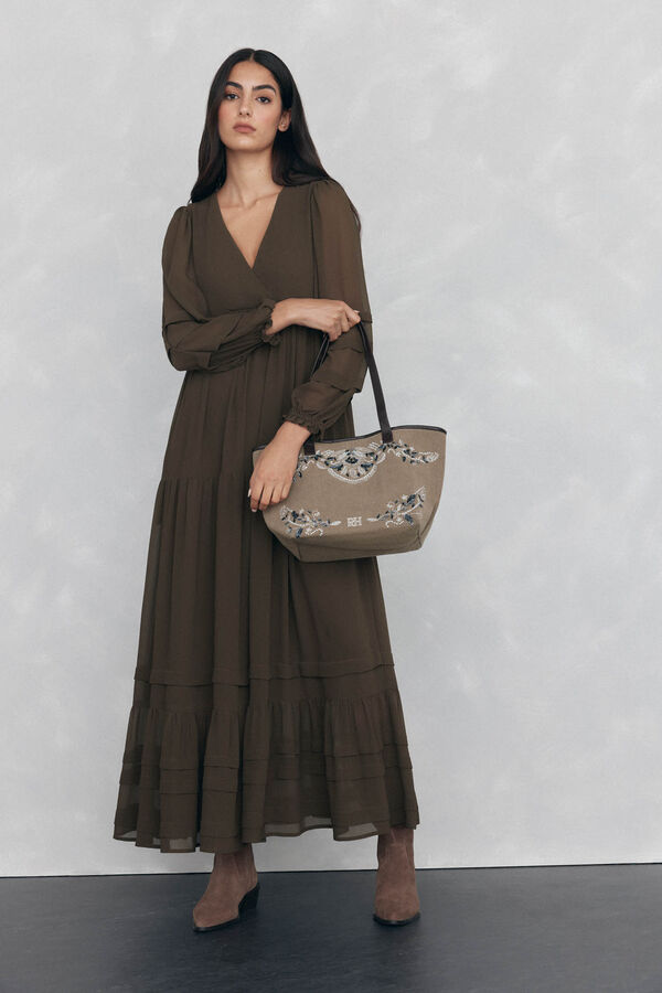 Pedro del Hierro Long dress with drawstring detail Green