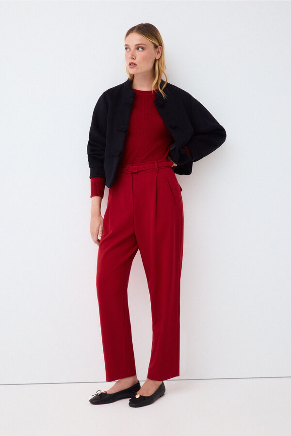 Pedro del Hierro Trousers with belt Red