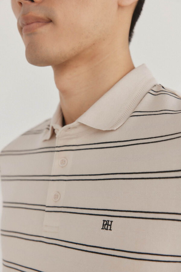 Pedro del Hierro Striped polo shirt Beige