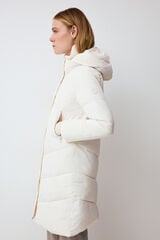 Pedro del Hierro Puffer long parka with hood Ecru
