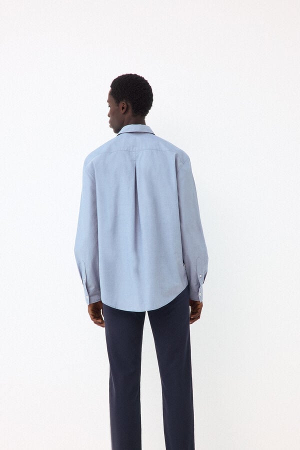 Pedro del Hierro Plain poplin relaxed fit shirt Blue