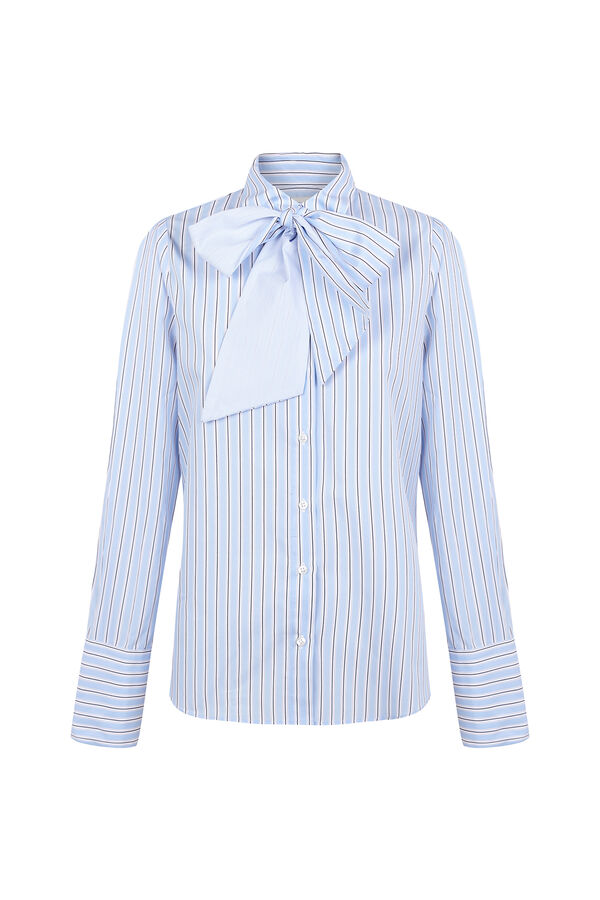 TFP by Tamara Falc&oacute; Striped shirt with bow or tie Blue