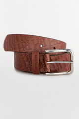 Pedro del Hierro Leather belt with logos Brown