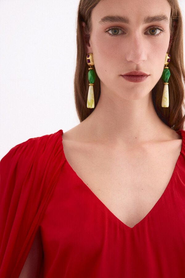 Pedro del Hierro Fluid long cape dress Red