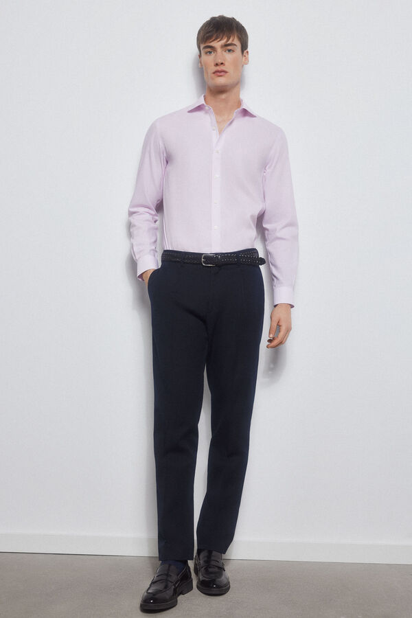 Pedro del Hierro Checked non-iron + stain-resistant dress shirt Pink