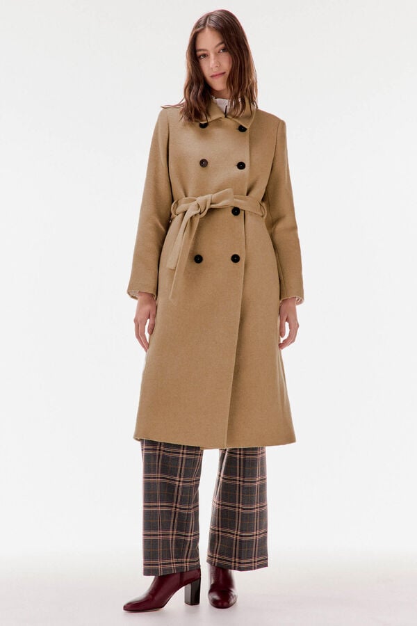 TFP by Tamara Falcó double-breasted coat with scarf Brown