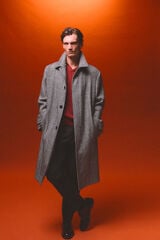 Pedro del Hierro Herringbone shirt collar herringbone coat Black