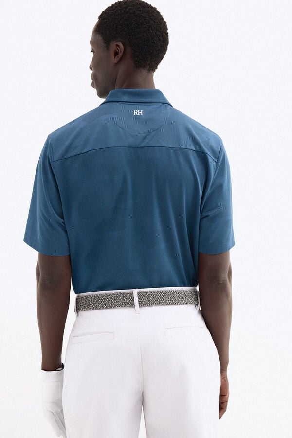 Pedro del Hierro Jacquard golf polo shirt Blue