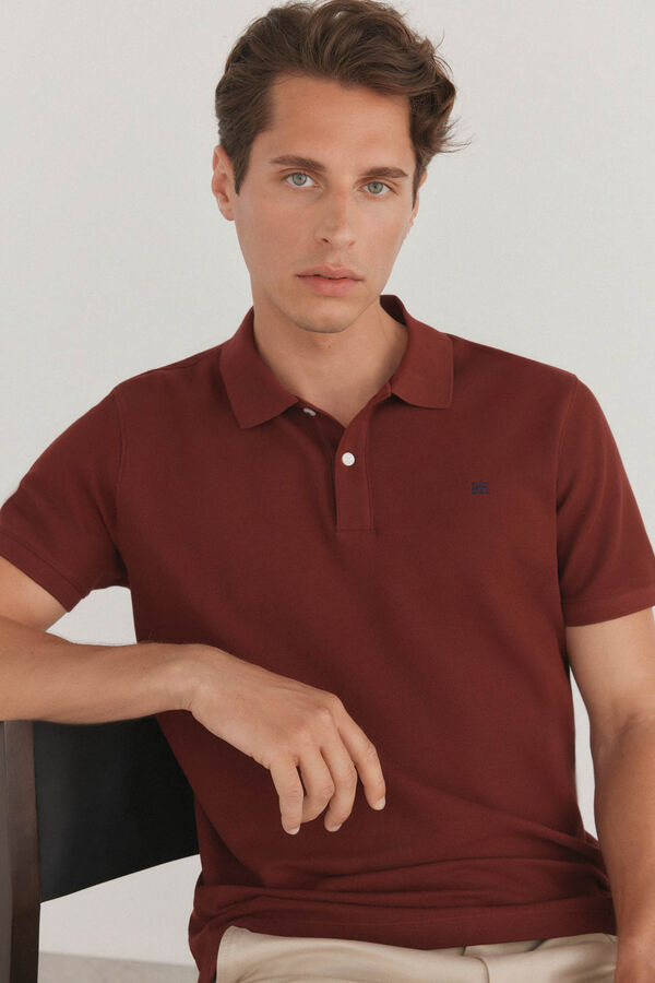 Pedro del Hierro Essential slim polo shirt Burgundy