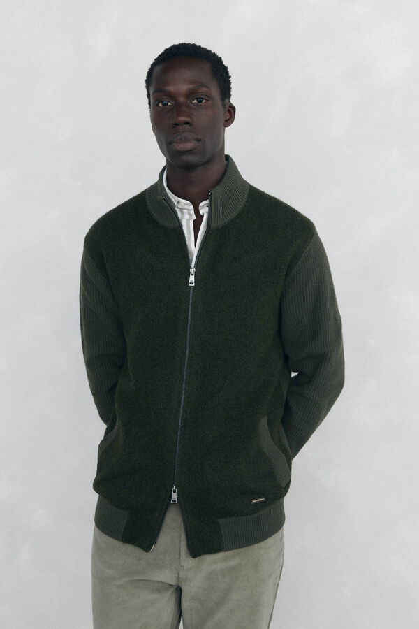 Pedro del Hierro Cardigan premium navideño algodón cierre cremallera Verde