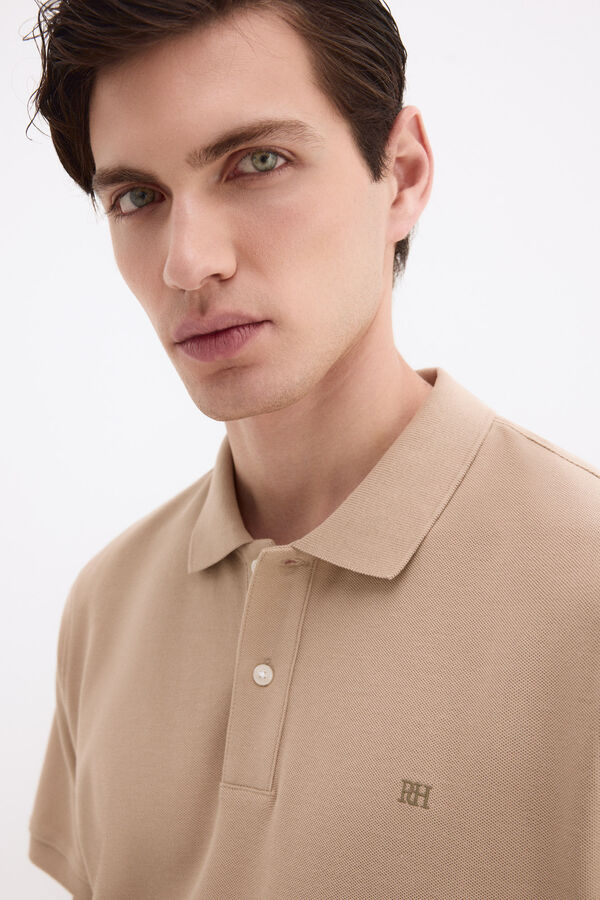 Pedro del Hierro Basic piqu&eacute; polo shirt Beige