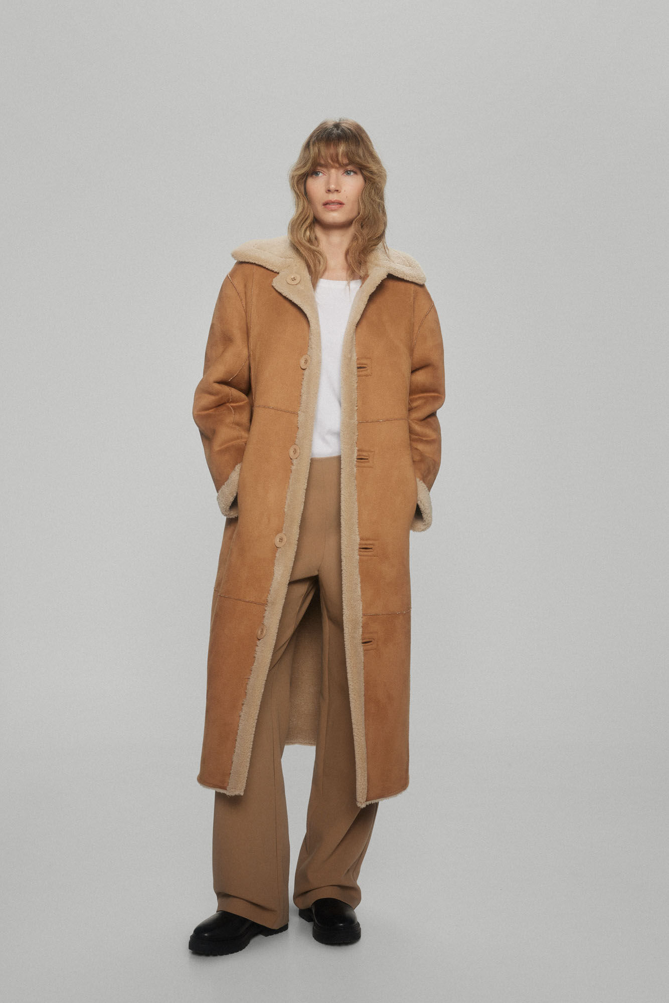 Reversible faux sales shearling coat