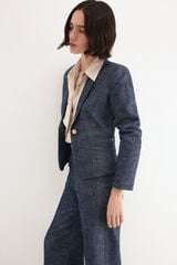 Pedro del Hierro Denim cropped blazer Blue