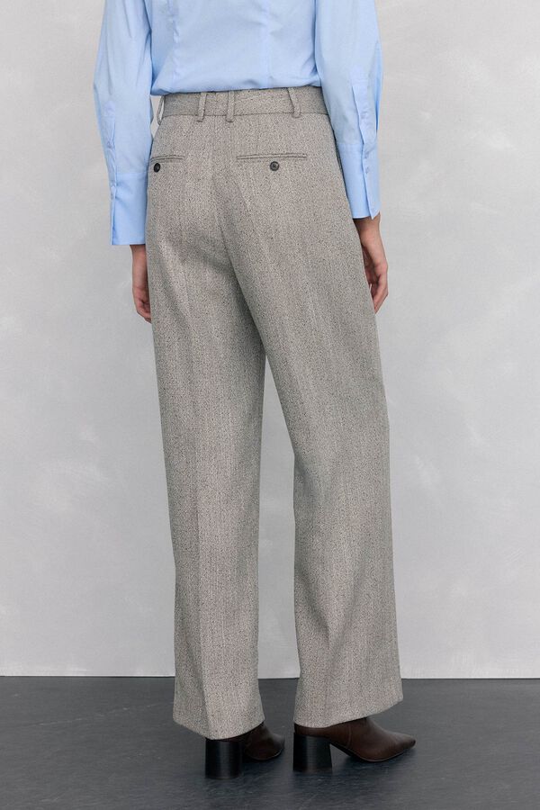 Pedro del Hierro Straight- herringbone textured trousers Grey